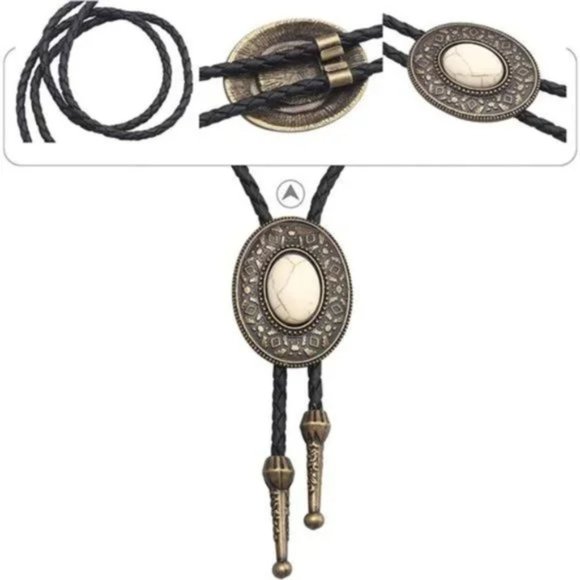 NEW NATIVE American Bolo Tie Rodeo Cowboy Leather - Picture 4 of 8